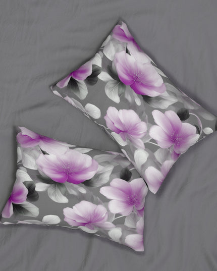 Purple Blossom Floral Bunch Spun Polyester Lumbar Pillow, 20" x 14"