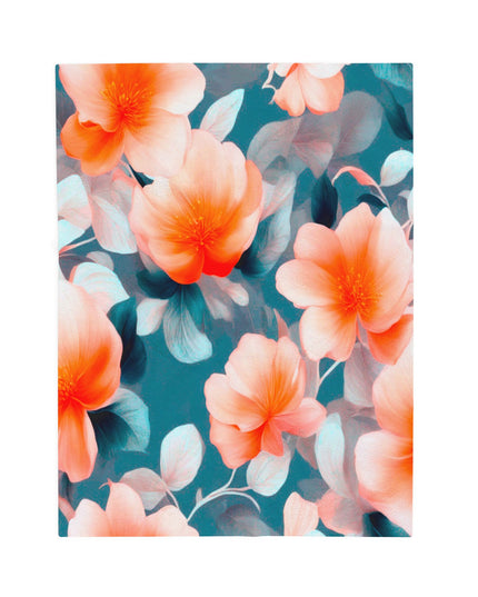 Orange Blossom Floral Bunch Velveteen Plush Blanket, 30" x 40"