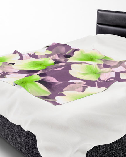 Lime Lavender Floral Bunch Velveteen Plush Blanket, 50" x 60"