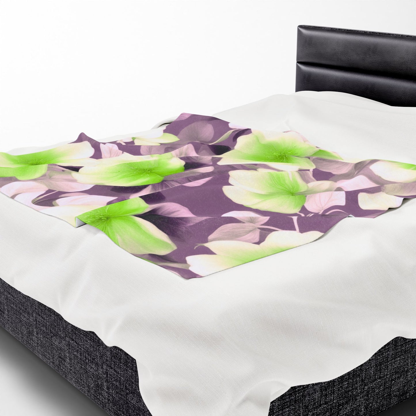 Lime Lavender Floral Bunch Velveteen Plush Blanket, 50" x 60"