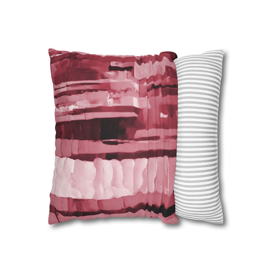 Striped Ruby Spun Polyester Square Pillowcase, 14" x 14"