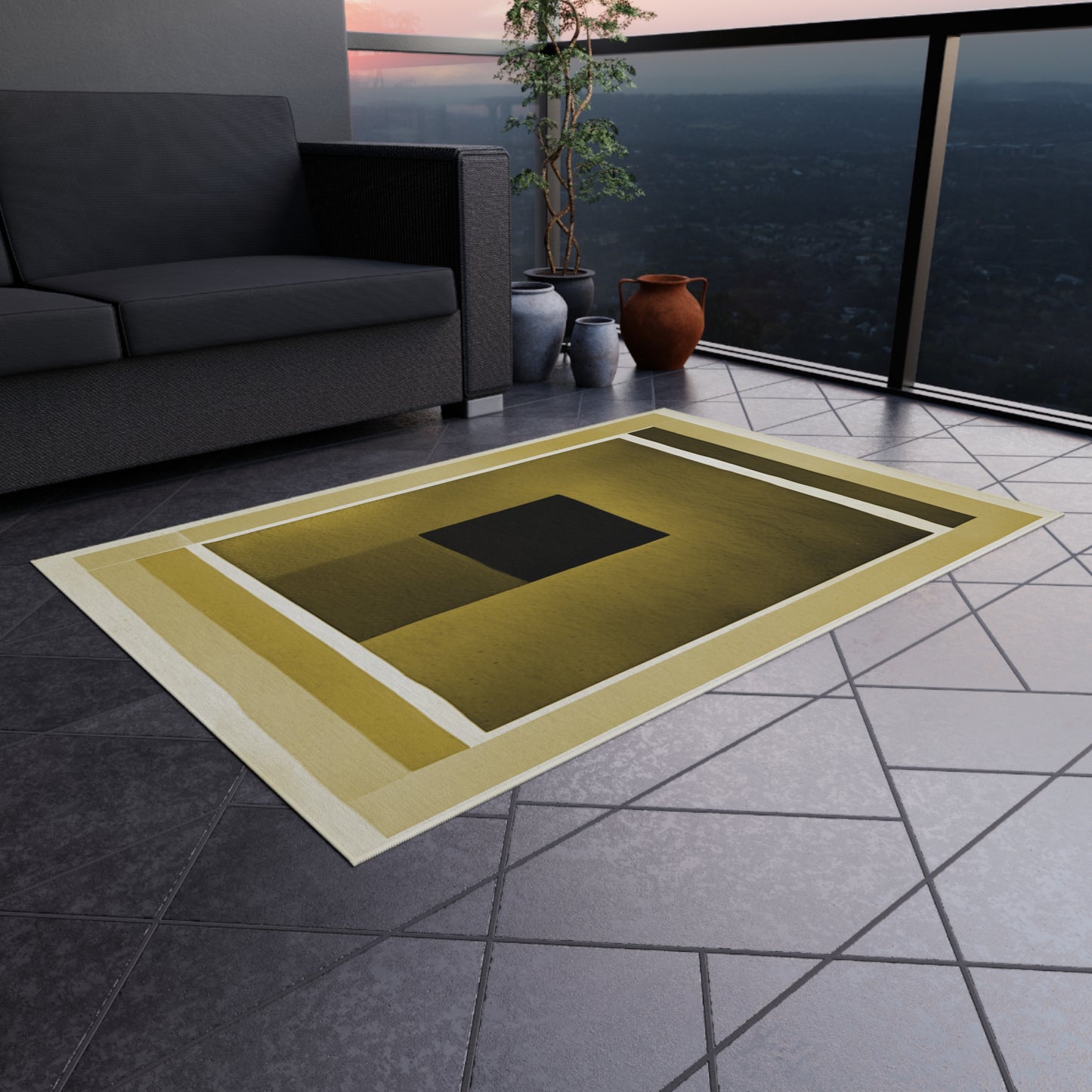 Tan Shadow 48" x 72" Outdoor Rug