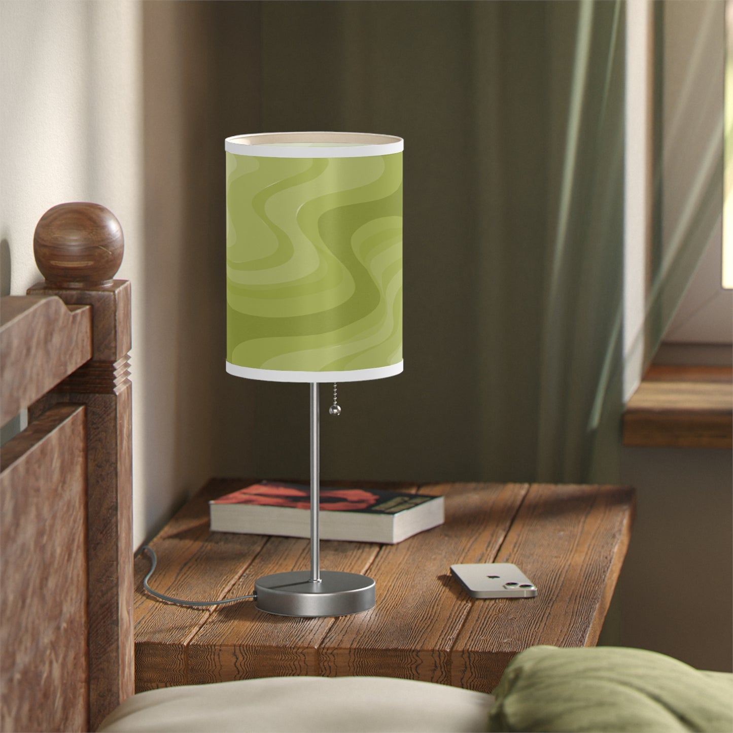 Lemon Wavey Table Lamp on a White or Silver Stand, US|CA plug