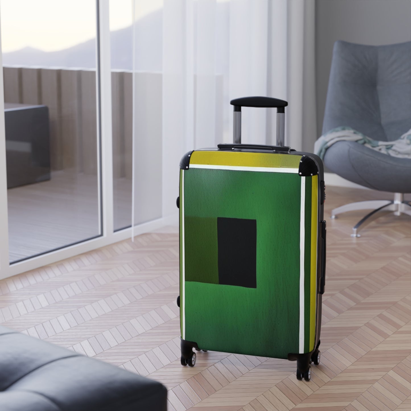 Alpha Shadow Medium Suitcase with built in lock, 4 double-wheels, telescopic handle, and ABS back hard-shell