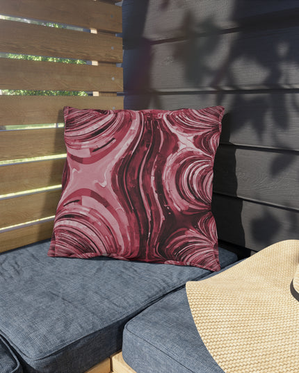 Uzi Spiral Ruby Outdoor Pillow, 16" x 16"