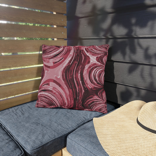 Uzi Spiral Ruby Outdoor Pillow, 16" x 16"