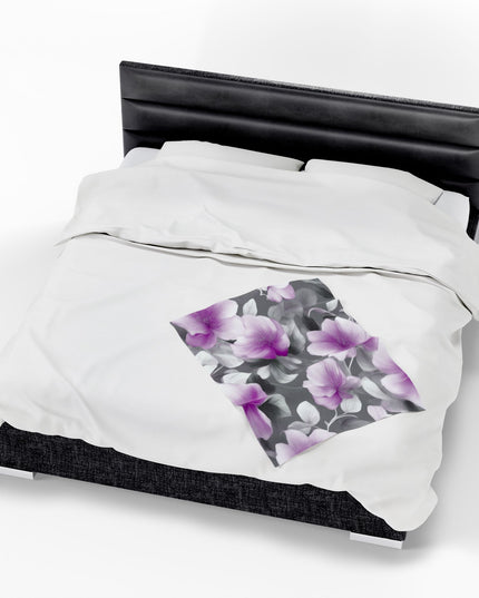 Purple Blossom Floral Bunch Velveteen Plush Blanket, 30" x 40"