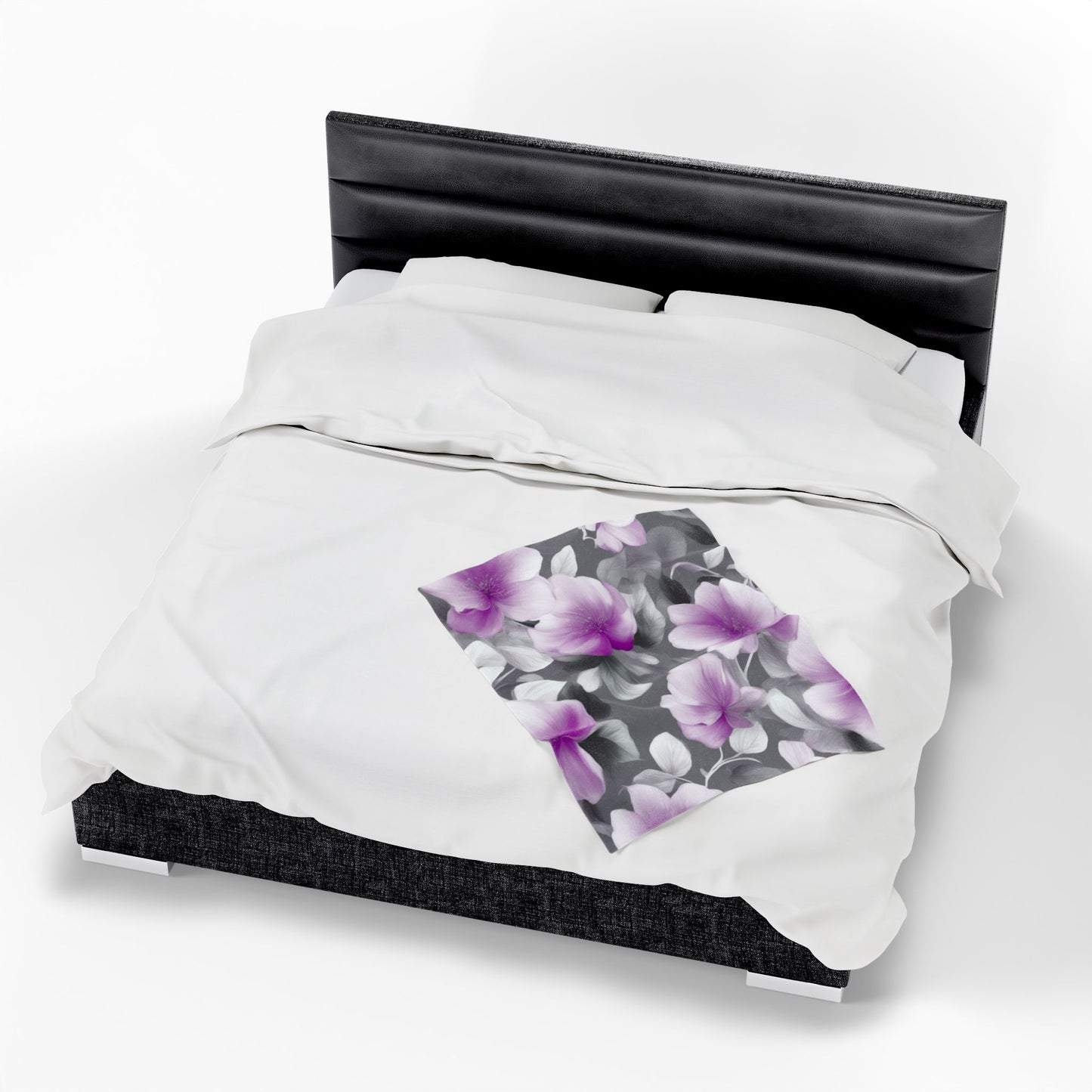 Purple Blossom Floral Bunch Velveteen Plush Blanket, 30" x 40"