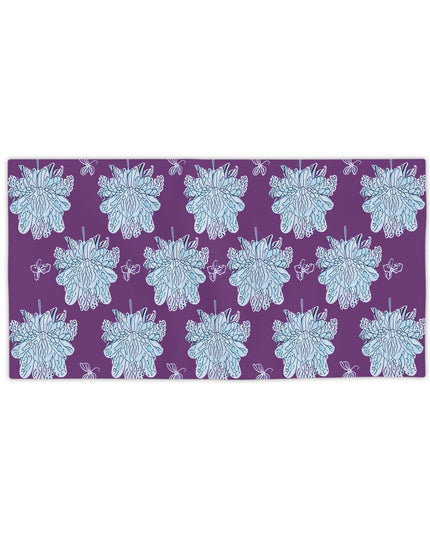 Blue Floral Butterflies Beach Towel, 24" x 44"