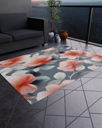 Red Blossom Floral Bunch Outdoor Rug, 60" x 84"