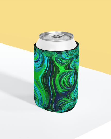 Uzi Spiral Blue Green 12 oz Can Cooler Sleeve