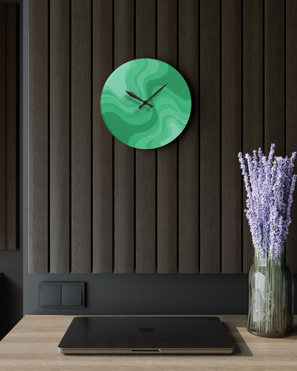 Mint Green Wavey 10.75" x 10.75" Round or Square Acrylic Wall Clock