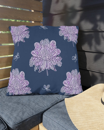 Purple White Floral Butterflies 20" x 20" Outdoor Pillow
