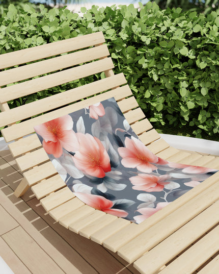 Red Blossom Floral Bunch Beach Towel, 18" x 27"