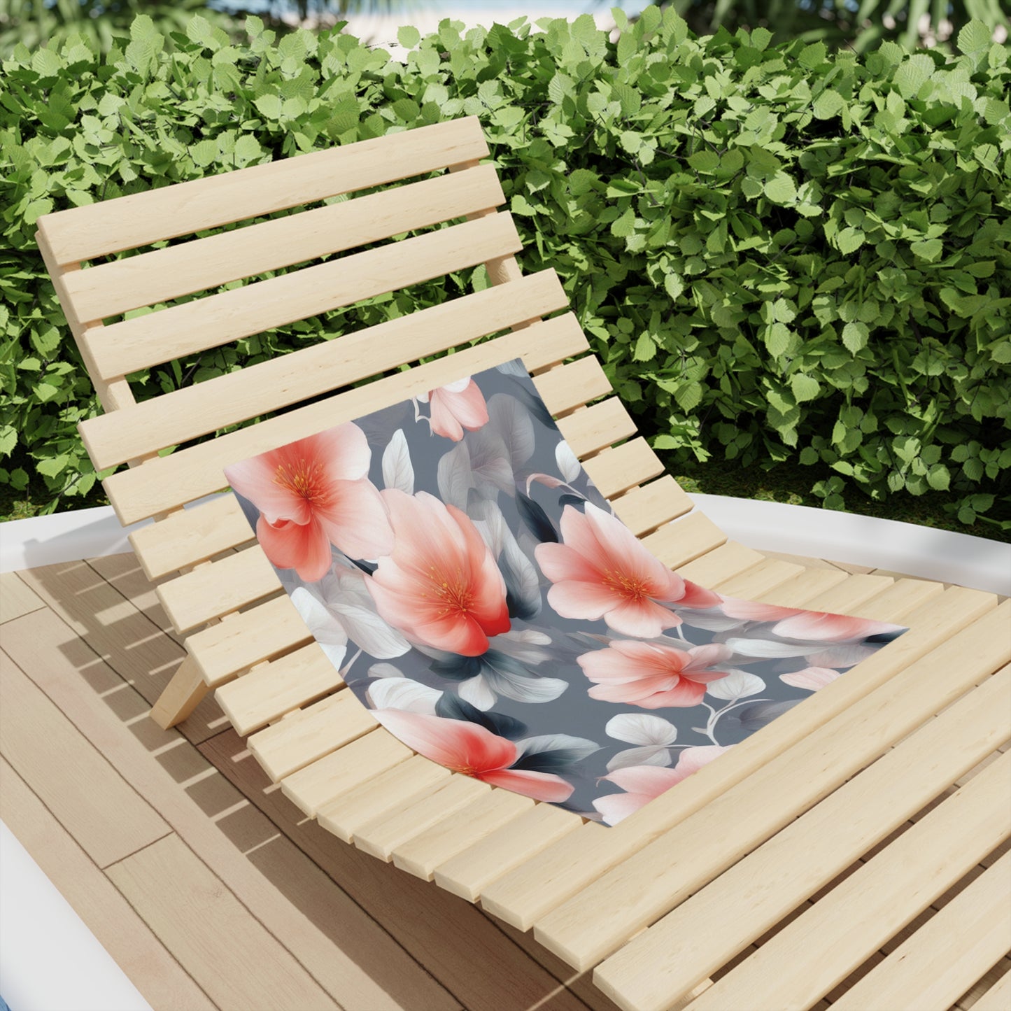 Red Blossom Floral Bunch Beach Towel, 18" x 27"