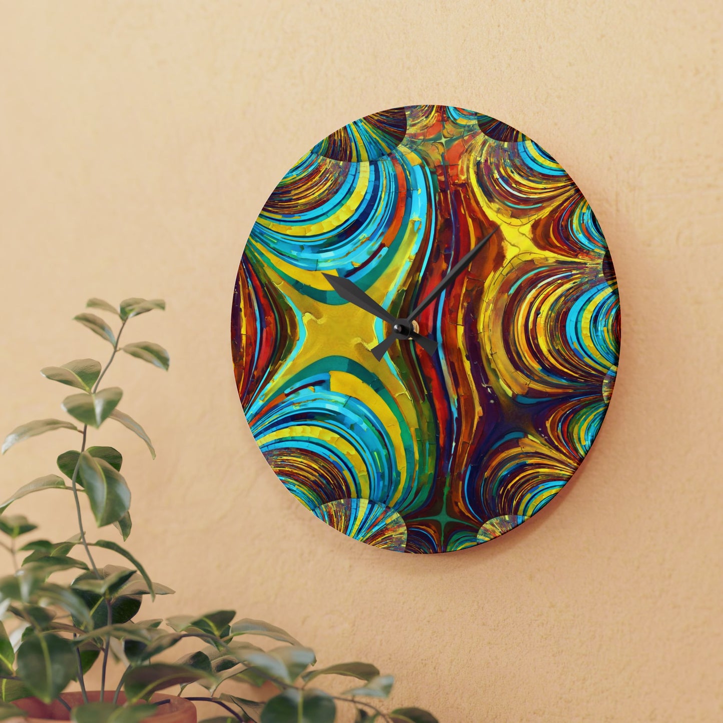 Uzi Spiral Alpha Acrylic Wall Clock, Round or Square, 10.75" x 10.75"