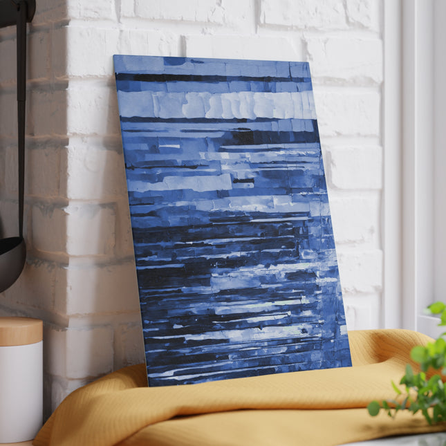 Striped Deep Blue 8" x 11" Glass Cutting Board