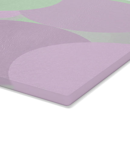 Pastel Lavender Purple and Soft Green Patches 11" x 15" Glass Cutting Board