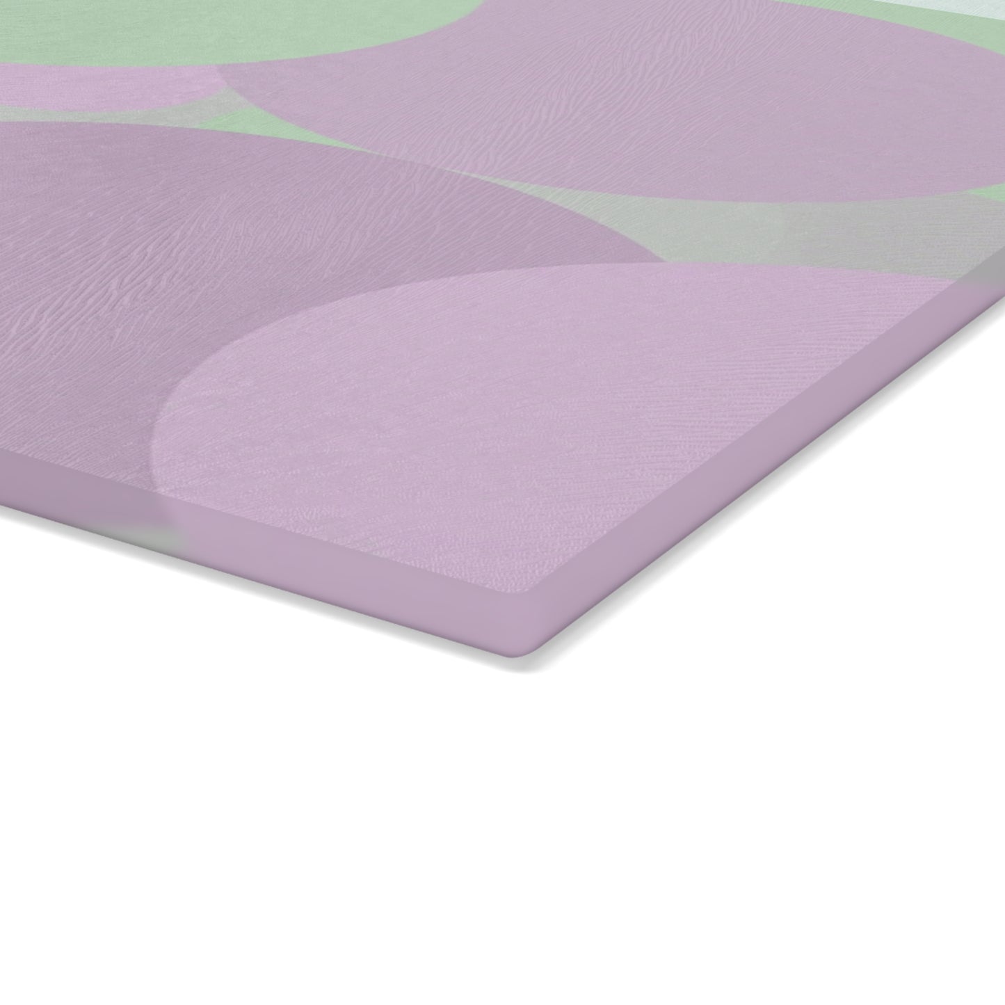 Pastel Lavender Purple and Soft Green Patches 11" x 15" Glass Cutting Board