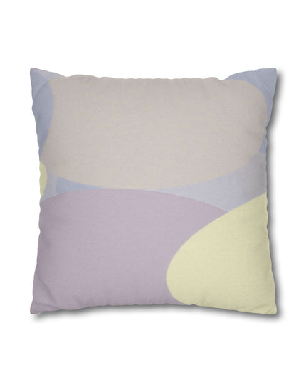 Pastel Soft Blue and Soft White Patches Spun Polyester Square Pillowcase, 14" x 14"