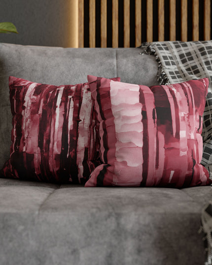 Striped Ruby Spun Polyester Square Pillowcase, 14" x 14"