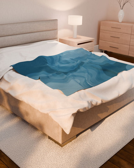 Sky Blue Wavey Velveteen Plush Blanket, 50" x 60"