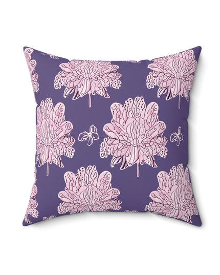 Magenta Floral Butterflies 18" x 18" Faux Suede Square Pillow