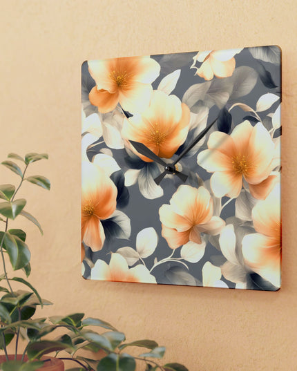 Soft Blossom Floral Bunch Acrylic Wall Clock, Round or Square, 10.75" x 10.75"