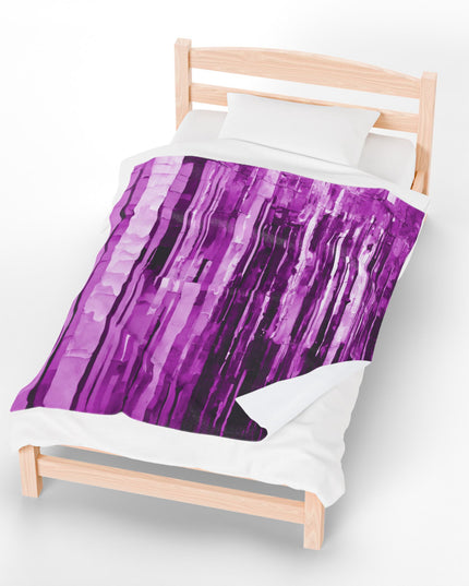 Striped Powder Lavender Velveteen Plush Blanket, 50" x 60"
