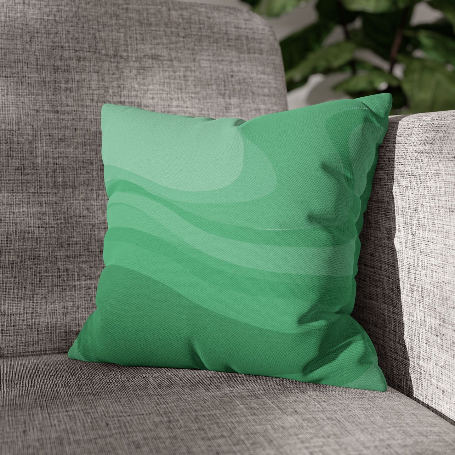 Mint Green Wavey Spun Polyester Square Pillowcase, 14" x 14"