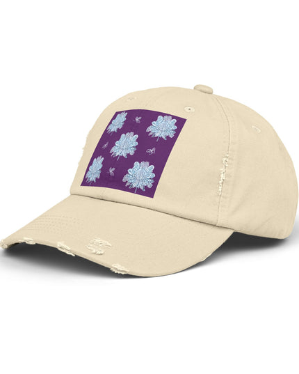 Blue Floral Butterflies Unisex Distressed Cap