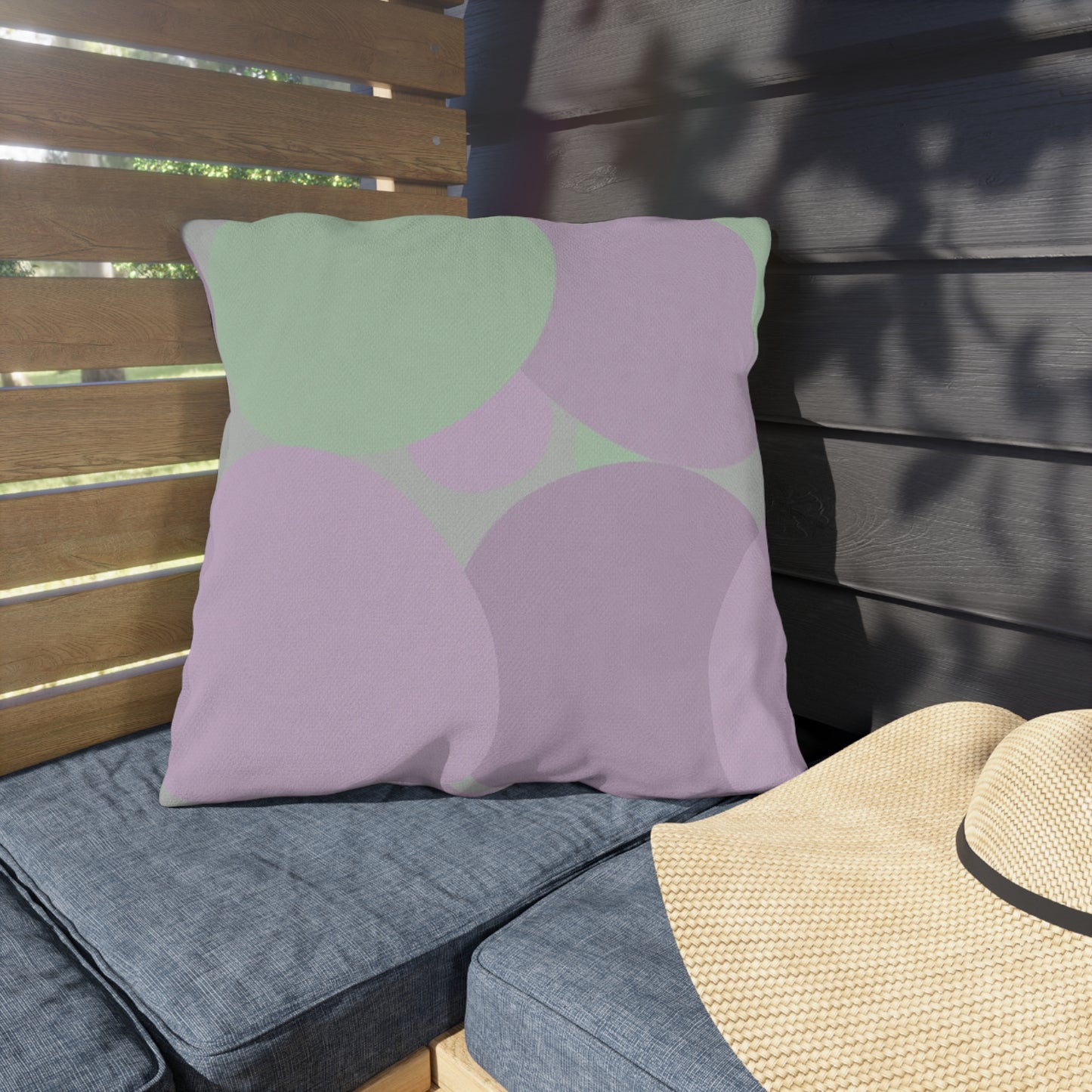Pastel Lavender Purple and Soft Green Patches 20" x 20" Outdoor Pillows