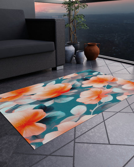 Orange Blossom Floral Bunch Outdoor Rug, 36" x 60"