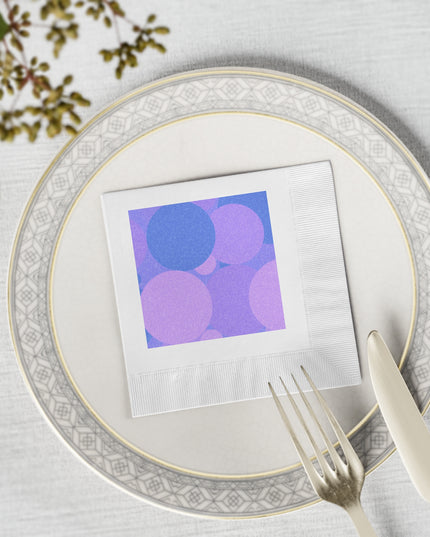Pastel Purple Family Patches White Coined Napkins, 4.8" x 4.8"