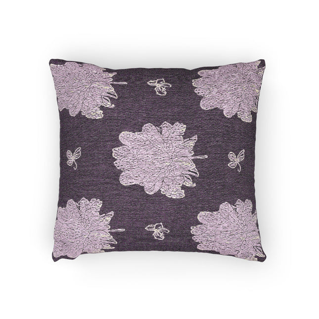 Magenta Floral Butterflies Woven Pillow, 17" x 18"
