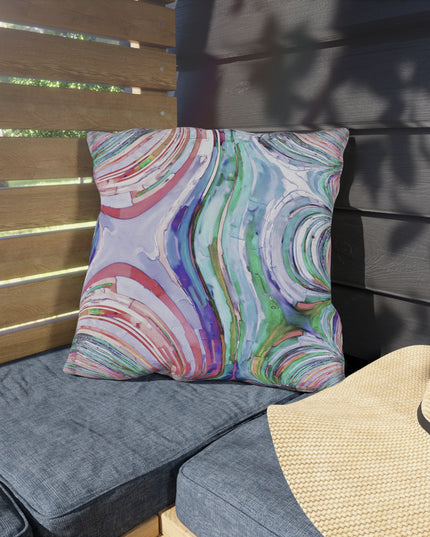Uzi Spiral Pastels Outdoor Pillow, 18" x 18"