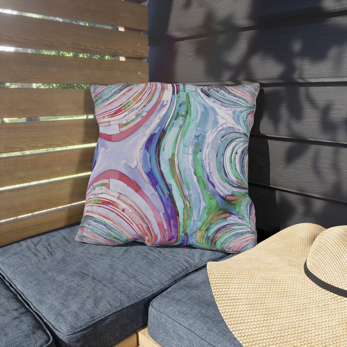 Uzi Spiral Pastels Outdoor Pillow, 18" x 18"
