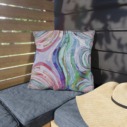 Uzi Spiral Pastels Outdoor Pillow, 18" x 18"