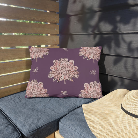 Pink Floral Butterflies 20" x 14" Outdoor Pillow
