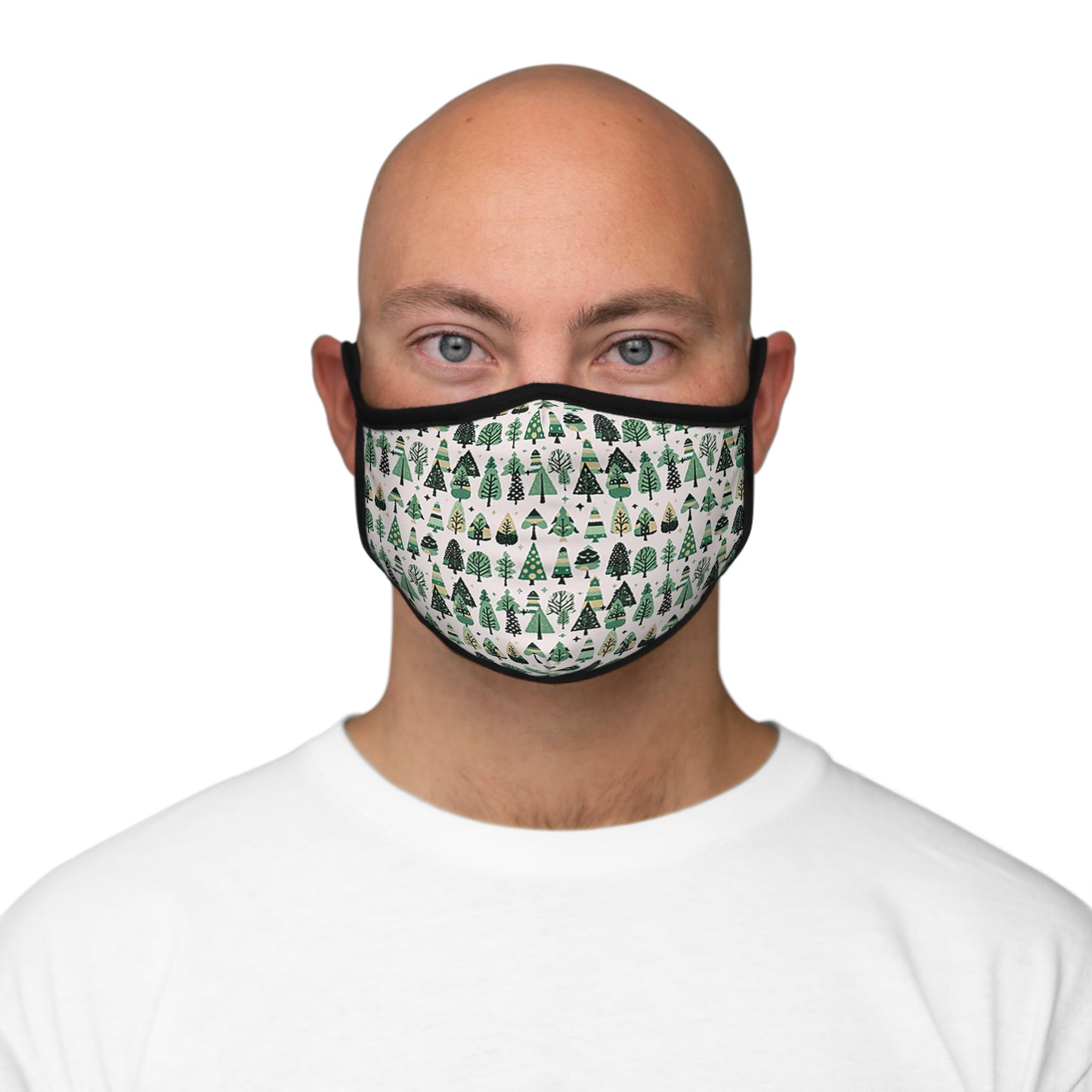 Mini Vintage Green Trees Fitted Polyester Face Mask