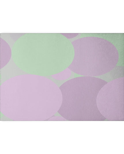 Pastel Lavender Purple and Soft Green Patches 8" x 11" Glass Cutting Board