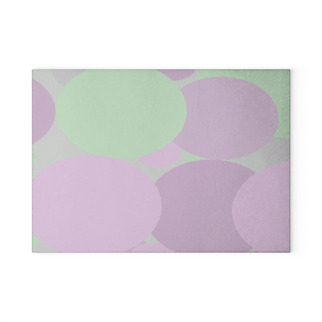 Pastel Lavender Purple and Soft Green Patches 8" x 11" Glass Cutting Board