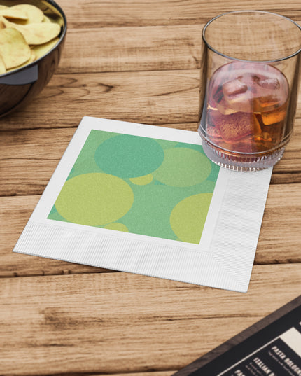 Pastel Green Patches White Coined Napkins, 6.5" x 6.5"