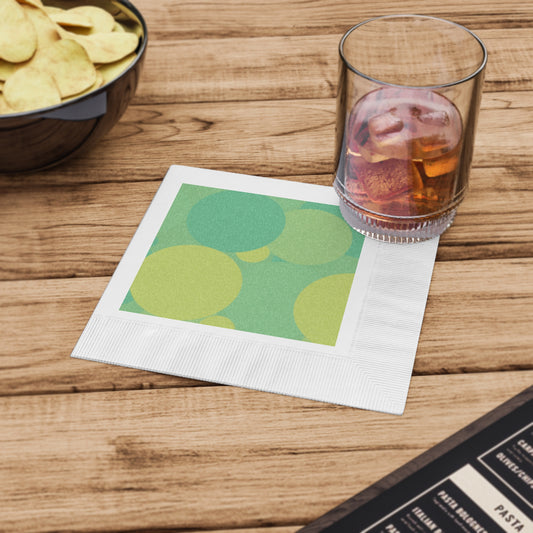 Pastel Green Patches White Coined Napkins, 6.5" x 6.5"