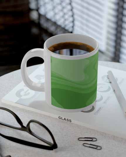 Meanie Greenie Wavey 20 oz White Glossy Jumbo Mug