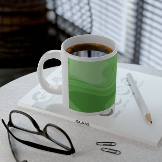 Meanie Greenie Wavey 20 oz White Glossy Jumbo Mug