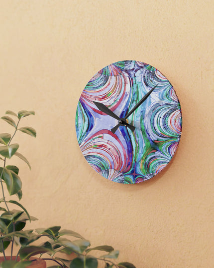 Uzi Spiral Pastels Acrylic Round Wall Clock, 8" x 8"