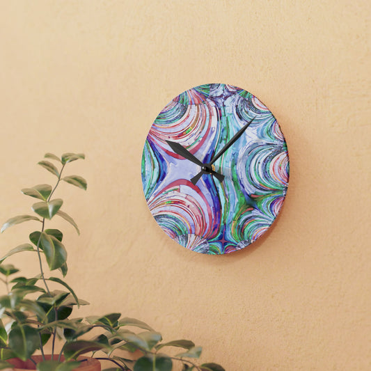 Uzi Spiral Pastels Acrylic Round Wall Clock, 8" x 8"