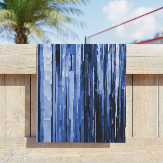 Striped Deep Blue Beach Towel, 18" x 27"