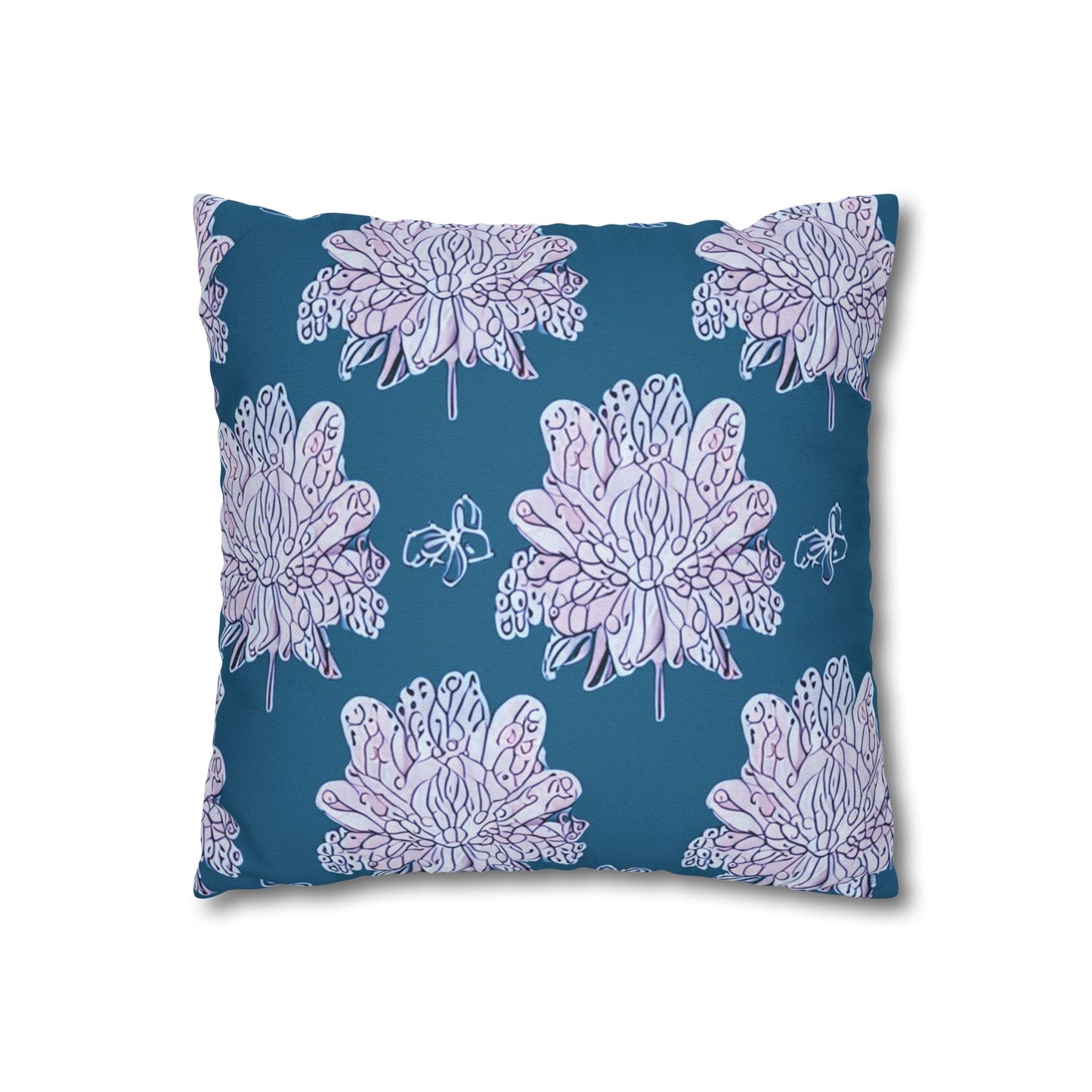 Lavender Floral Butterflies Spun Polyester Square Pillowcase, 14" x 14"